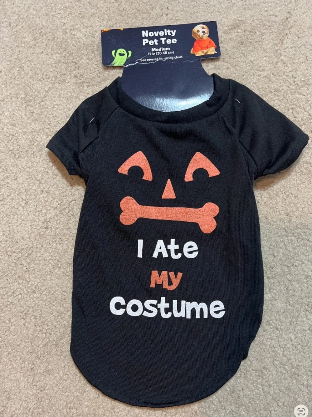 Halloween Novelty Black Pet Tee 🎃🐾 | “I Ate My Costume” | Medium | NWT